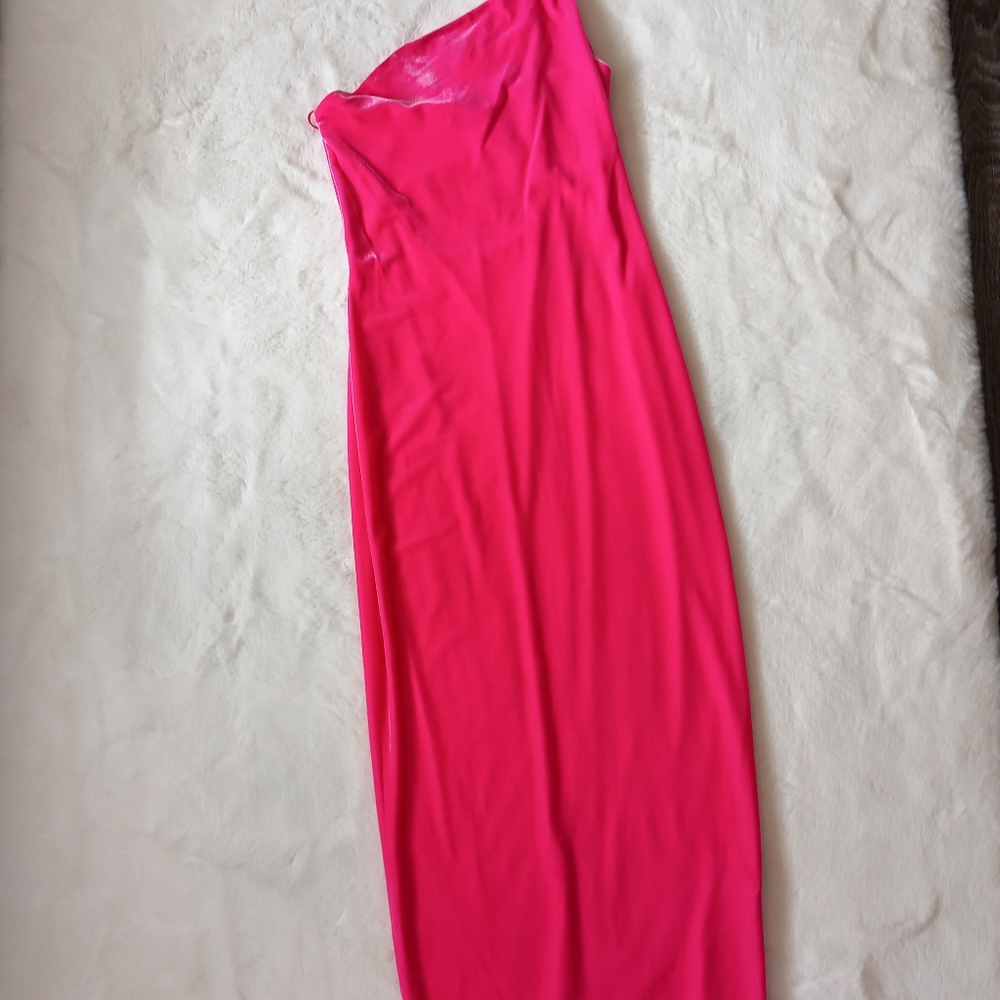 Pink midi pamela echevarria dress, velvet texture - Picture 7 of 9
